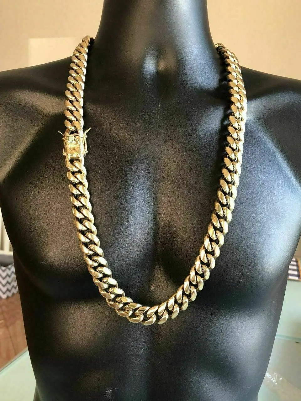 Mens 18mm Cuban Miami Link Bracelet And Kilo Chain Set In 14k Gold Over