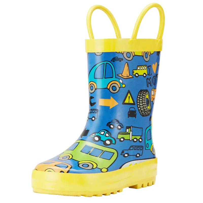 Rain boots for kid waterproof non-slip Rubber high quality PVC Car design High quality Boys and Girls