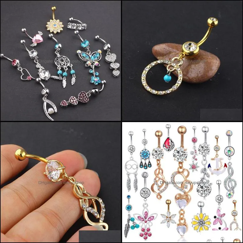 fashion dangle belly ring mix style navel button piercing body jewelry belly button rings for women