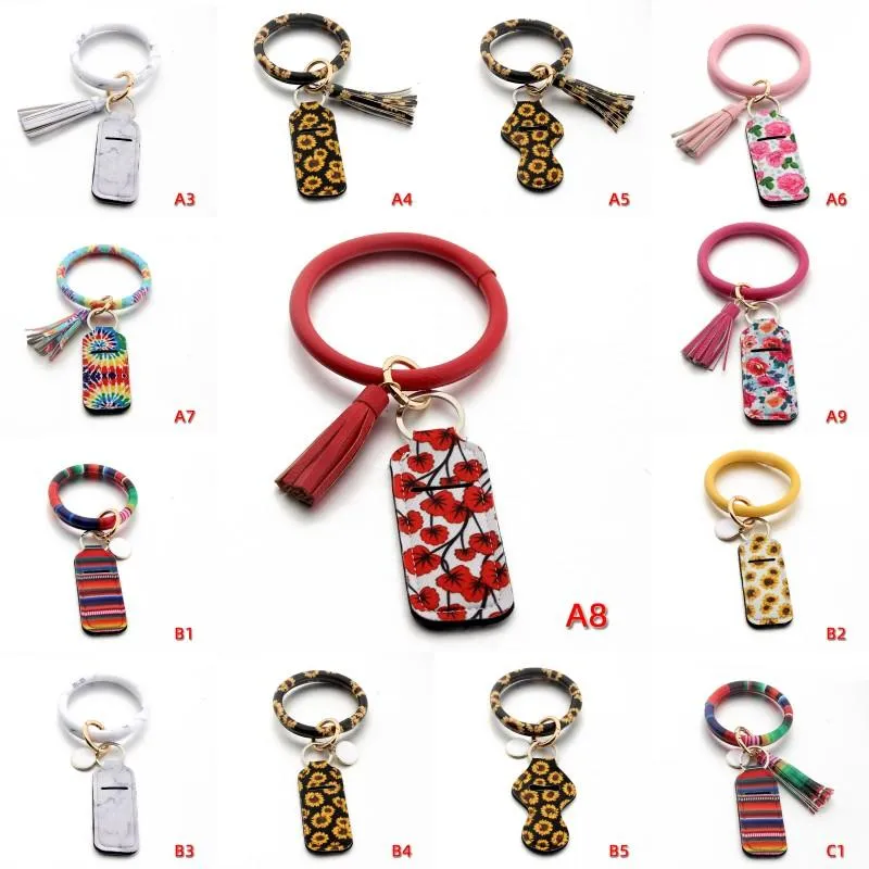 2020 Wristlet Keychain Bracelet Bangle with Neoprene Chapstick Holder Keyrings 16 Styles for Choose Christmas Gifts