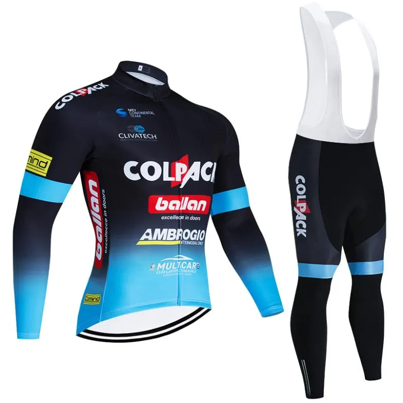 Winter Colpack Cycling Team Jersey 20D 자전거 바지 세트 Ropa Ciclismo 두꺼운 열 양털 프로 자전거 재킷 Maillot Wear