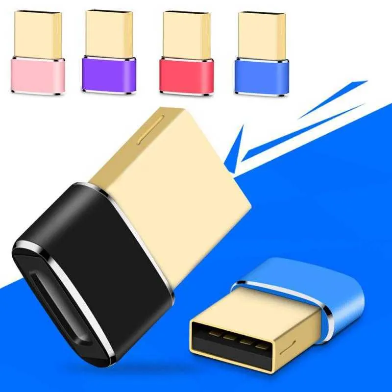 I lager USB till Type-C Converter Adapter USB 2.0 Adapter Plug Portable Mini Computer Phone Adapter Mobiltelefonkonverterare