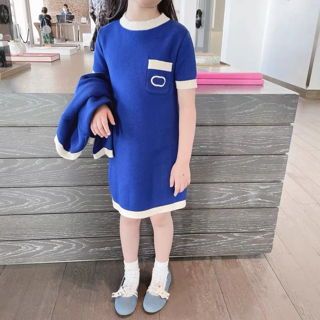 2pcs / set Vestido de tejer para niñas con Cardigan 2021 Primavera Summer Baby Girl Solid Knit Suéter se adapta a la ropa de los niños
