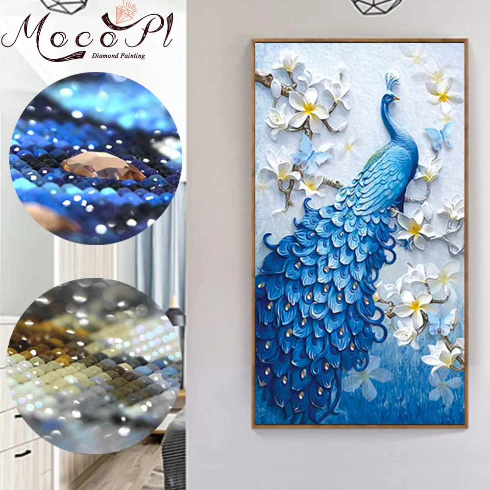 Full Peacock Special-Shaped Diamond painting 5D Diamond Embroidery Animal Rhinestone Mosaic Kit Christmas Gift Home Decor MOCOPL 201112