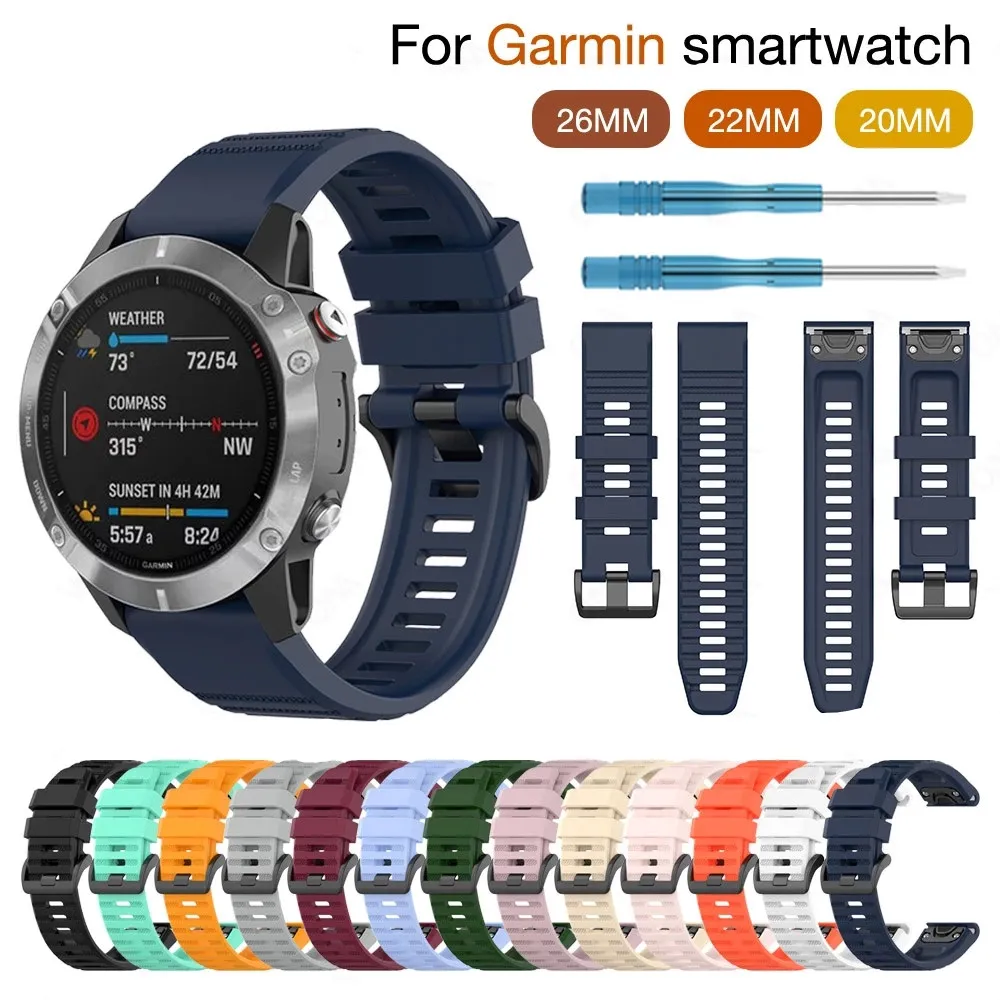 Correa de reloj de 20mm, 22mm, 26mm para Garmin Fenix 7 7S 7X 6 6S 6X 5 5S 5X Pro Plus de liberación rápida Garmin EPIX /TACTIX DELTA/ enduro / VERTIX2 correa de reloj de silicona