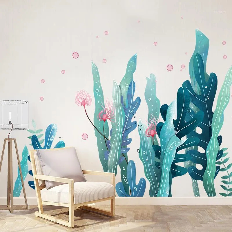 [Shjuekongjian] Autocollants muraux d'algues DIY Stickers muraux de plantes marines pour salon enfants chambre à coucher accessoires de décoration de maison1