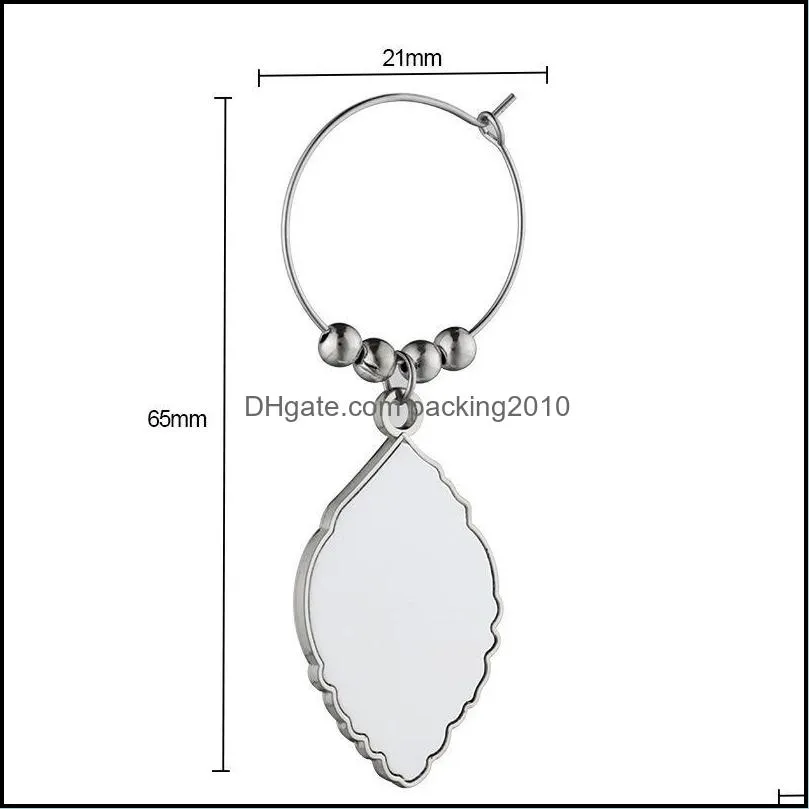 2022 NEW Novelty Items Sublimation DIY White Blank Metal Wine Glass Ornament Pendant