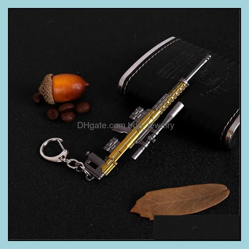 10-12cm Game Playerunknown`s Battlegrounds 3D Keychain 21 styles PUBG Keyring saucepan Pendant funny kids Toy gun accessories DHA867