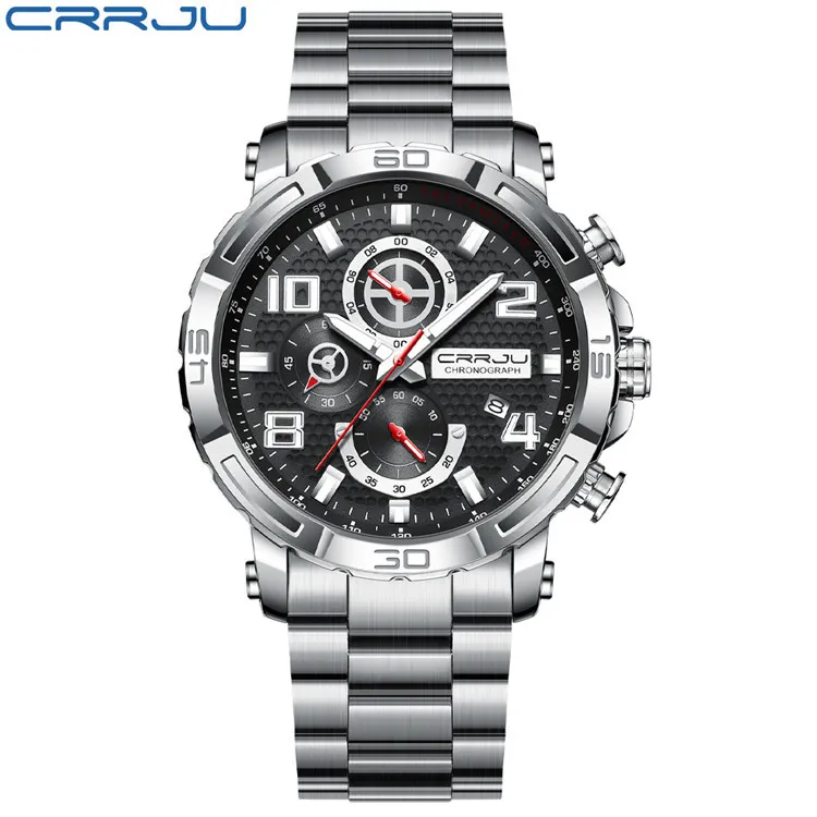 Vendeur chaud Crrju Mens Watch 47 mm Casual Business Fashion Personalité de mode étudiant Calendrier simple