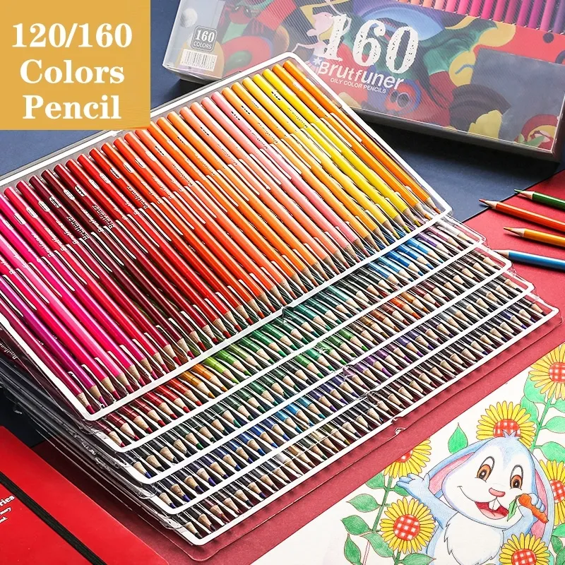 Brutfuner - crayons de couleur de dessin scolaire, crayons professionnels  de dessin à l'huile sur bois / aquarelle, ensemble de crayons d'aquarelle