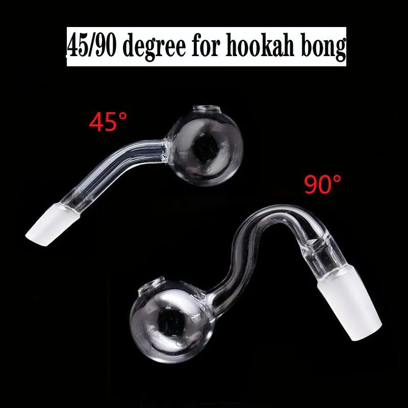 Ny Arriver 45/90 Glasolja Brännare Rör för Hookah Bong 10mm 14mm 18mm Man Kvinna Tjock Pyrex Glas Vattenrör Rökning Tillbehör