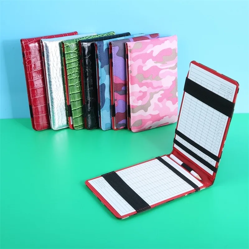 1 PC PU Läder Golf Scorecard Holder Training Notebook Performance Golf Score Bookkeeper Cover 2PCS Score Cards 1 PC Pencil 201026