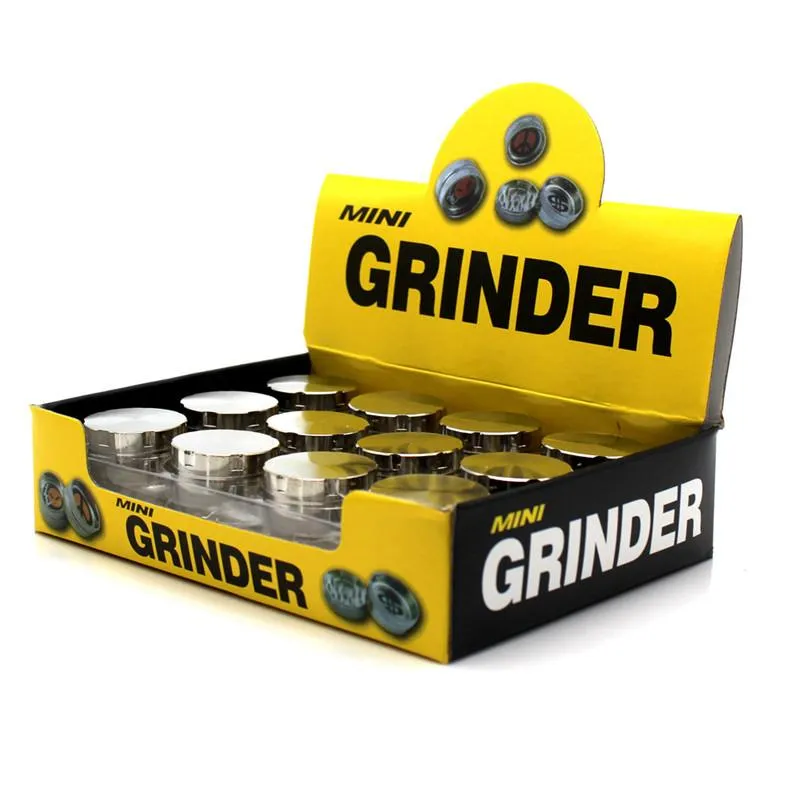 Silver Herb Grinders 2 delar Crusher Rökning Tillbehör Tobak Mini Zinc Alloy Grinder lätt att bära cigarett