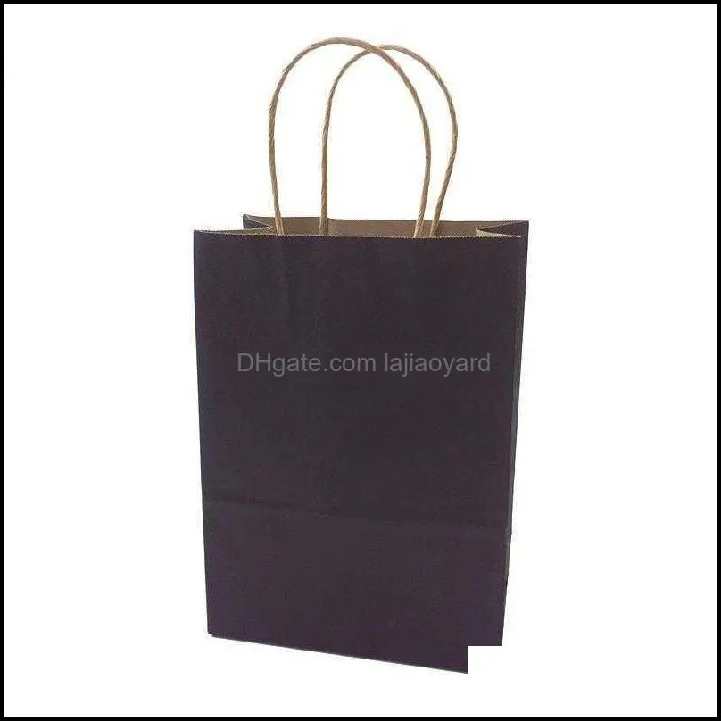 40PCS Fashionable kraft paper gift bag with handle/shopping bags/Christmas brown packing bag/Excellent quality 21X15X8cm 211026