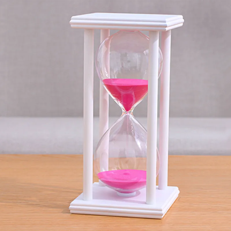Timer a clessidra grande 60 minuti, decorativo in legno con sabbia per decorazione della casa, orologio da 1 ora in vetro bianco sabbia