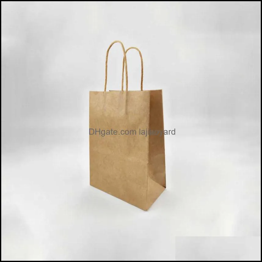 40PCS Fashionable kraft paper gift bag with handle/shopping bags/Christmas brown packing bag/Excellent quality 21X15X8cm 211026