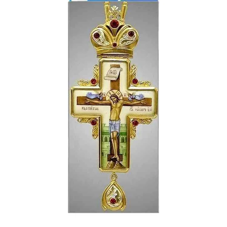 Grecka wysokiej jakości broszka naszyjnik zestaw biżuterii przybity do Jezusa Chrystusa Cerkiew Krzyż