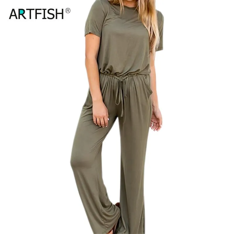 Women Spring Autumn Jumpsuits Loose Casual Overalls Pockets Drawstring Long Rompers Wide Leg Pants Macacao Femme Plus Size