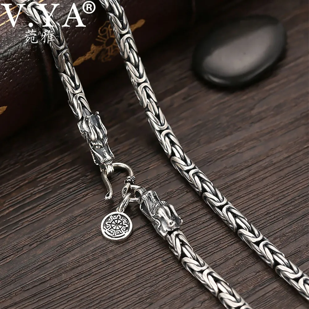 Luxury-s925 Mäns Kedjor 925 Sterling Silver Halsband Män Dragon Clasp Tung Tjock Kedja Halsband Handgjorda Thai Silver Smycken J190526