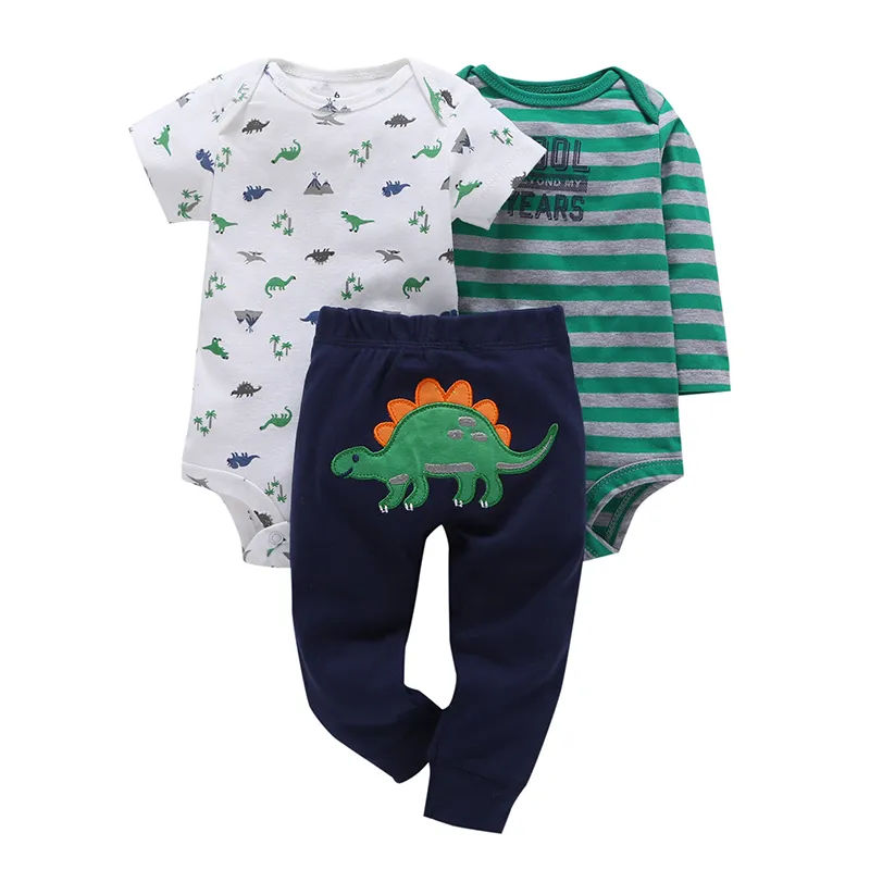 cartoon dinosaur print romper+pants summer outfit for newborn baby boy girl clothes cotton new born suit babies clothing set