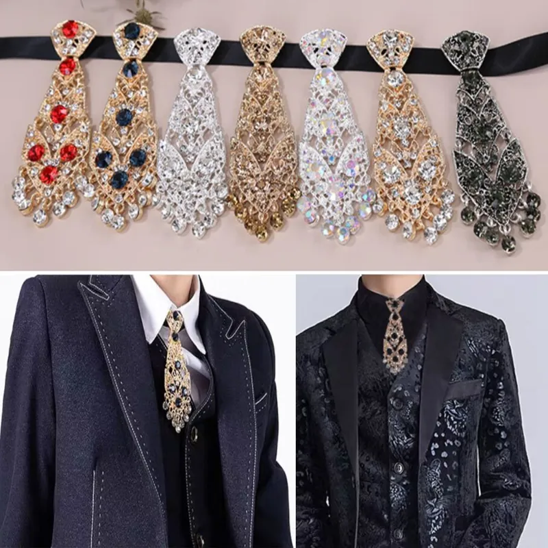 Cravates en cristal à la mode générale coréenne fête du vin cérémonie de mariage en métal courte cravate de luxe hommes accessoires gratuit TNT FEDEX DHL