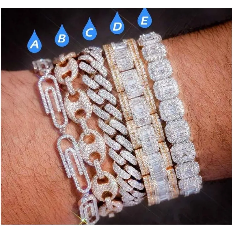 Büroklammer Kaffeebohne Lock Verschluss Link 7-8 Zoll Armband Iced Out Zirkon Bling Hip Hop Männer Schmuck Geschenk Perlen Charms Armbänder P0X7K