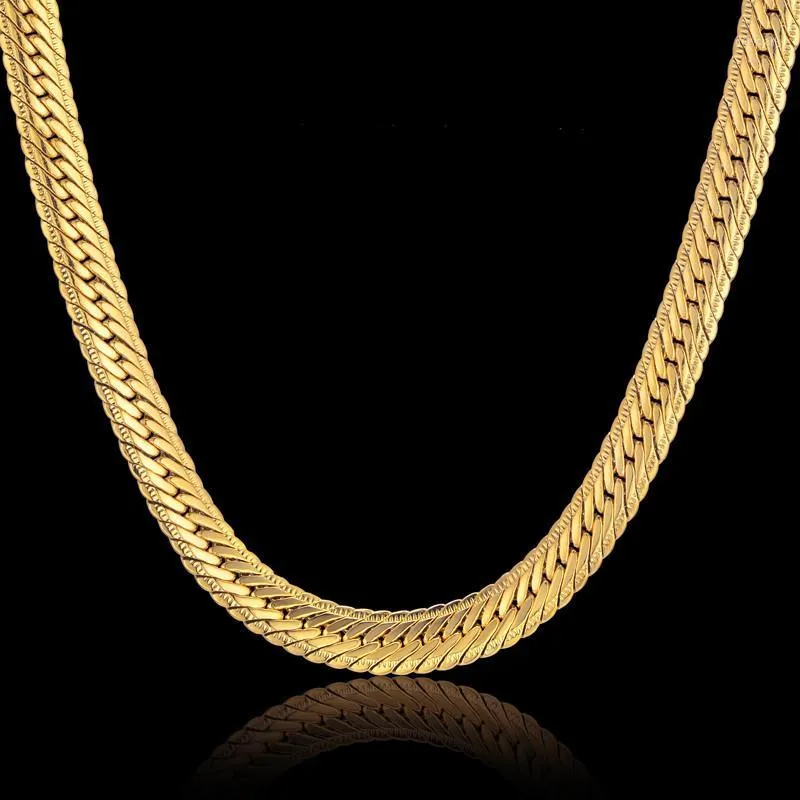 whole saleVintage Long Gold Chain For Men Hip Hop Chain Necklace 8MM Gold Color Thick Curb Necklaces Men's Jewelry Colar Collier1