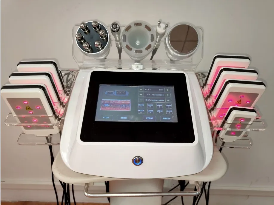 Spa salon clinique 6 en 1 radiofréquence raffermissant la peau machine amincissante rf lipo laser machine de cavitation ultrasonique