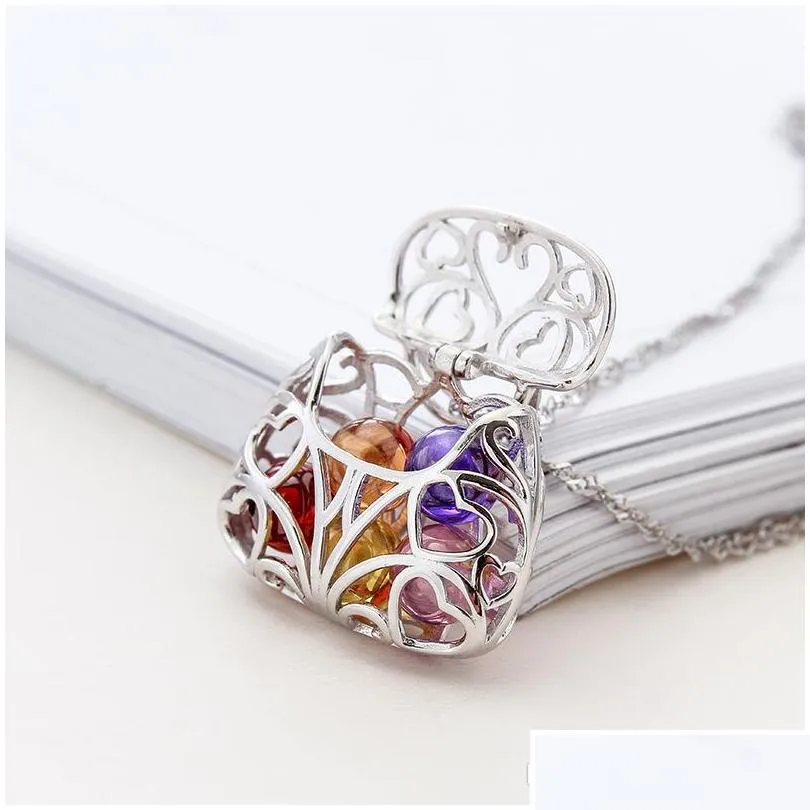 original innovative silver jewelry 925 sterling silver pearl cage pendant lady handbag diy empty bracket accessories wholesale