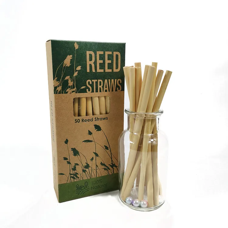 Environmental Natural Reed Straw Biodegradable Organic Ecological Fiber Plant Straw Milk Tea Cold Drink Coffee Disposable Reed Straw CFYL098