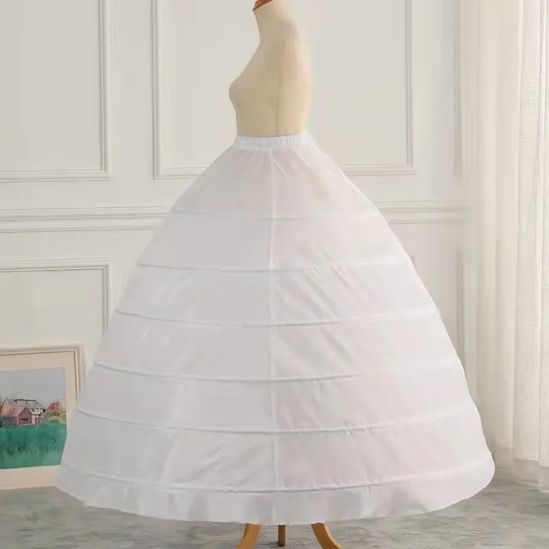 ホワイトプラスサイズボールガウンブライダルペチコート6フープJupon Tarlatan CrinolineアンダースカートスリップMake Dress Puffy Quinceブライダルデブタンテの結婚式のアクセサリー