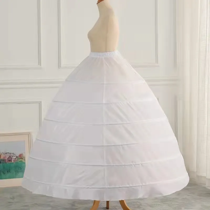 Robe de bal blanche grande taille Jupon de mariée 6 cerceaux Jupon Tarlatan Crinoline Underskirt Slips Make Dress Puffy Coing Bridal Debutante Wedding Accessories