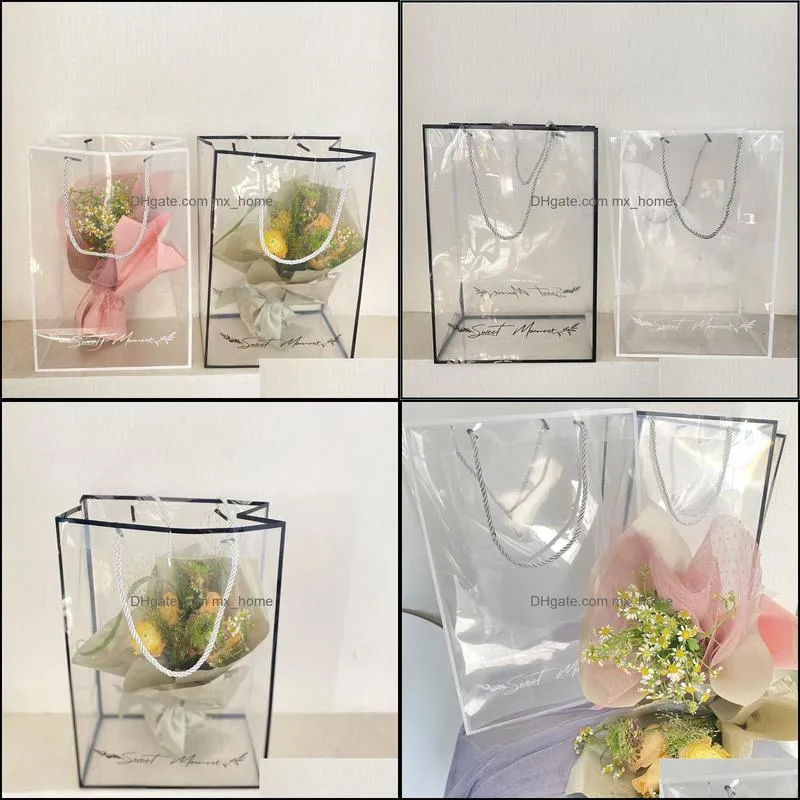 Kawaii PVC Gift Bags Flower Packages Cases For Mother`s Days Festival Christmas Flowers Boxes Bag Clothing Dec Wrap