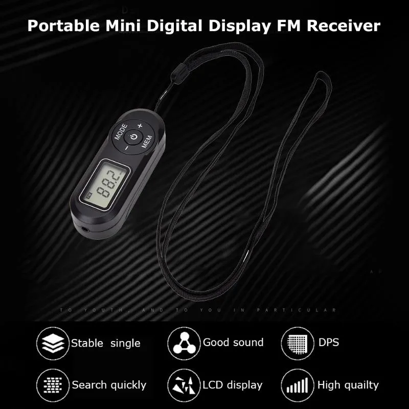 Ny HRD-727 Portable Mini FM Radio Digital Display FM Mottagare Retro Mp3 Player Style DSP med hörlurar Lanyard