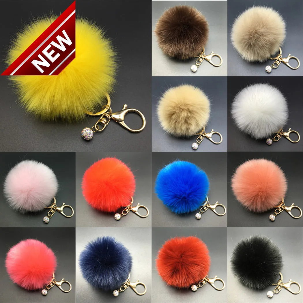 2018 Nuovo 8 centimetri di Pelliccia di Coniglio Fluffy Pompon Palla Borsa Auto Ciondolo Fascino Portachiavi Portachiavi Spedizione Gratuita Nuovo Arrivo