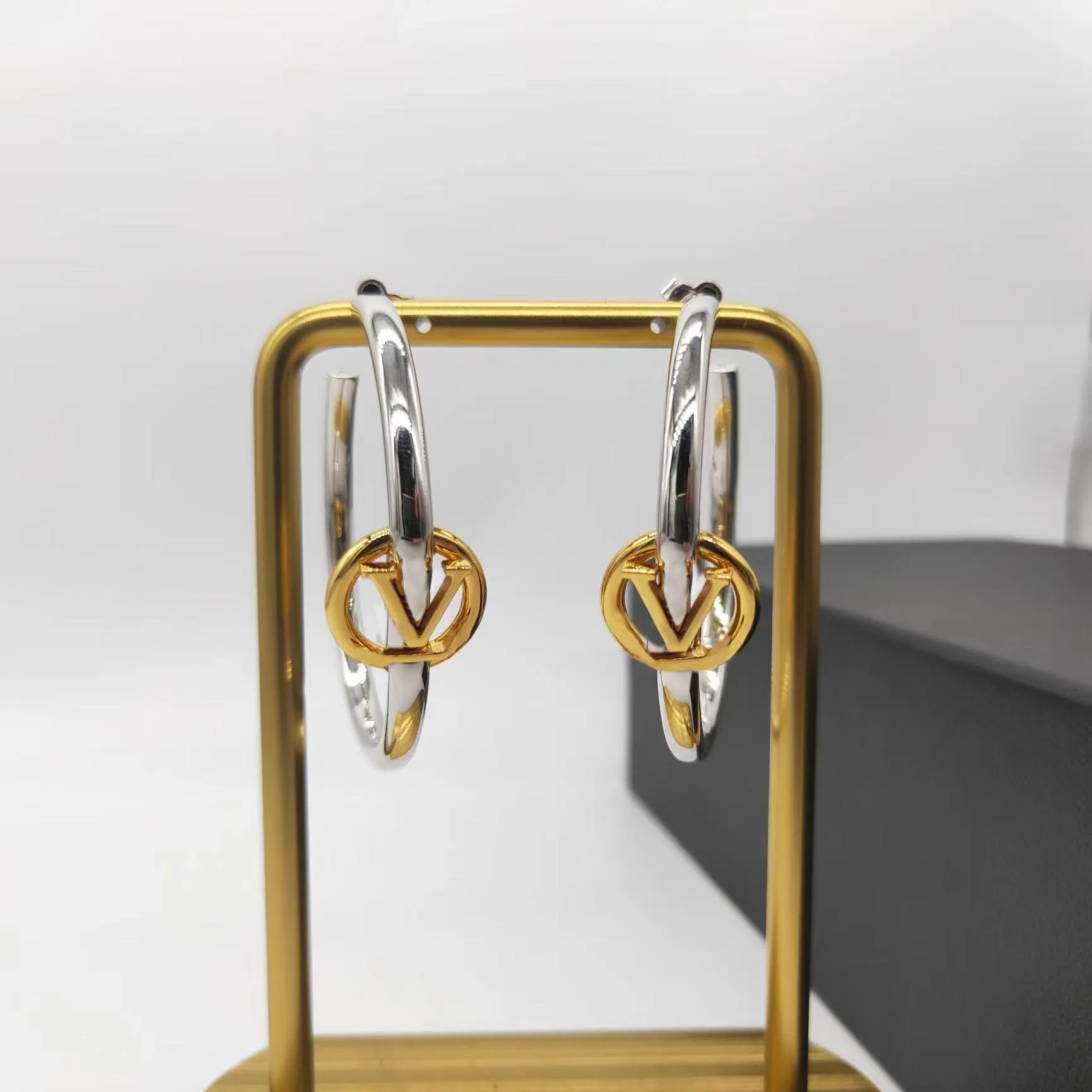 Mode Charme boucles d'oreilles créoles aretes pour dame Femmes Fête Mariage Amoureux cadeau bijoux de fiançailles avec boîte NRJ