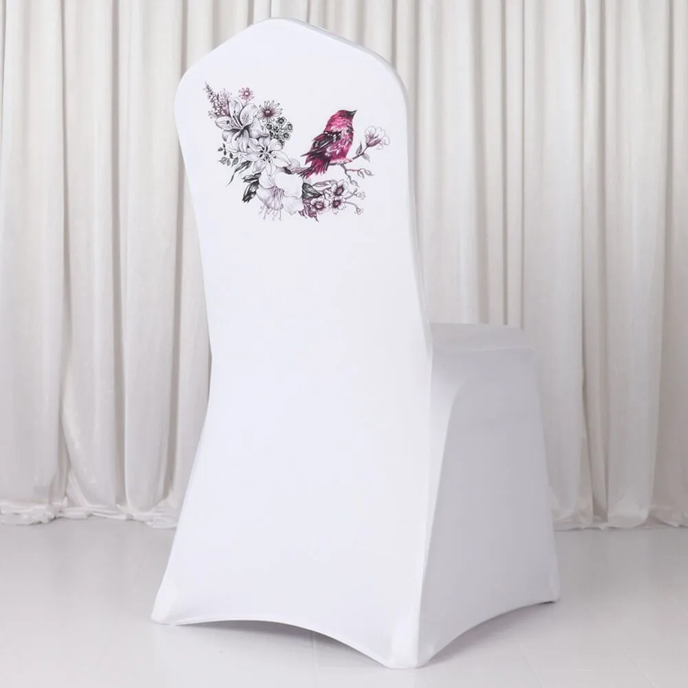 50pcs High Quality Digital Print Custom Logo Spandex Stretched Wedding Birthday Party Baby Shower Banquet Chair Cover