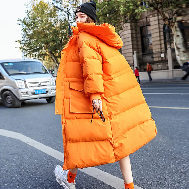 2019 Long Length Hoodie Womens White Duck Down Winter Parka Thick