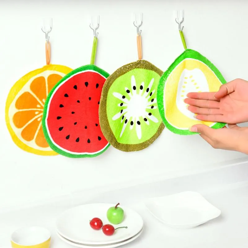 Creative Fruit Cloth Print Hanging Kitchen Hand Towel Quick-Dry Cleaning Rag Dish Cloth Wiping Napkin
