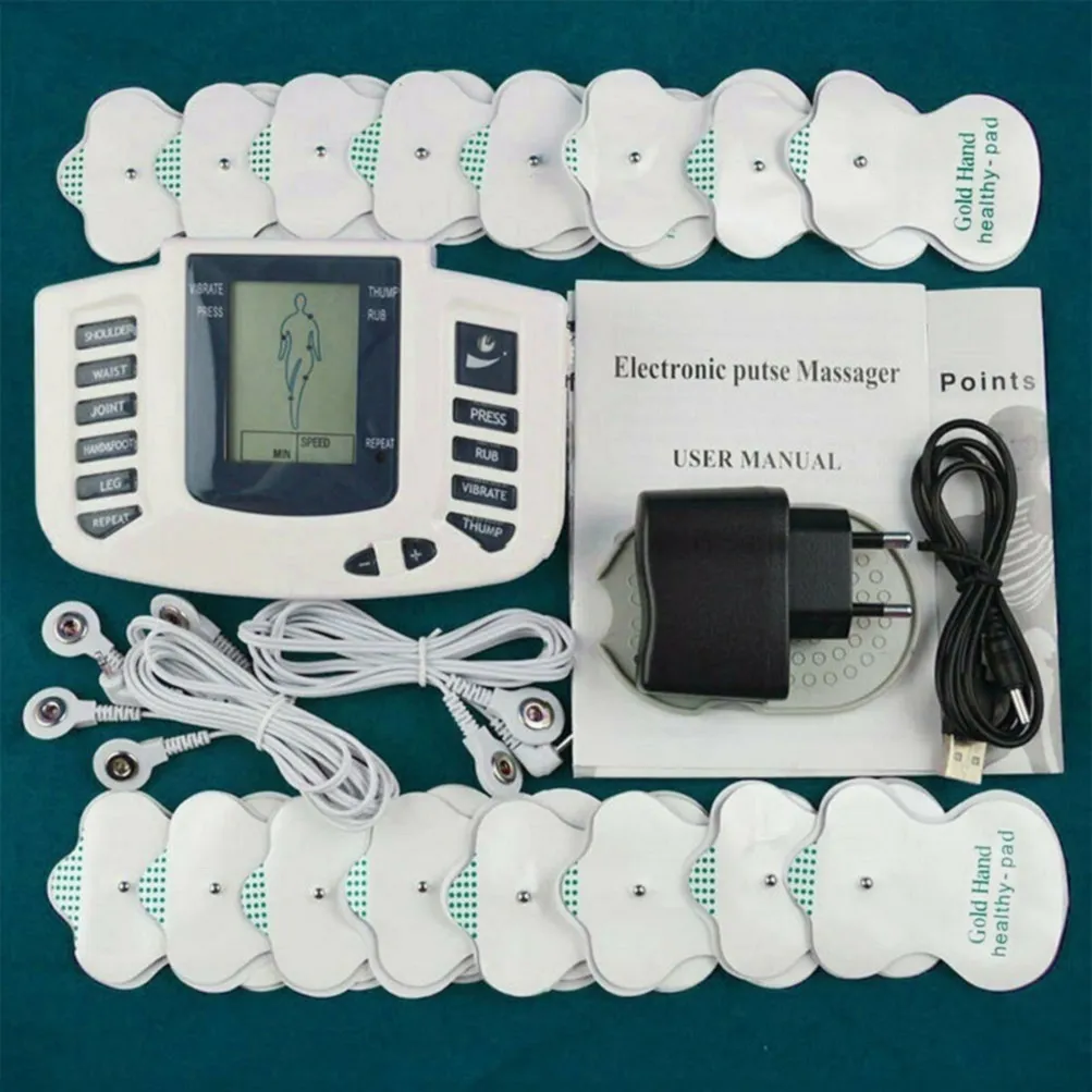 Elektrischer Stimulator, Ganzkörper-Entspannungs-Muskel-Therapie-Massagegerät, Massage, Impuls-Zehner, Akupunktur, Gesundheitspflege, Schlankheitsmaschine, 16 Pads