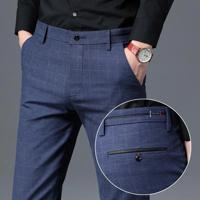 Męskie spodnie jesienno-zimowa moda męska Business Stretch chinos spodnie w stylu Casual, czarna bawełniana męska Pentalon Homme Mens 40