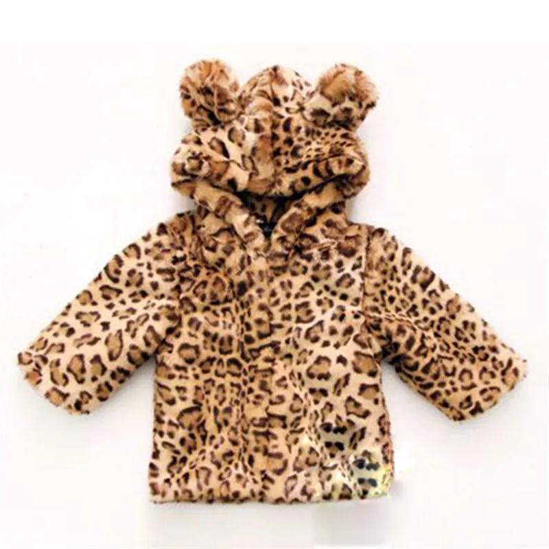 2019 Winter Infant Baby Mädchen Kleidung Faux Pelzmantel Warme Kinder Jacke Weihnachten Schneeanzug Leopard Print Oberbekleidung Baumwolle Gepolsterte Kinder LJ201125