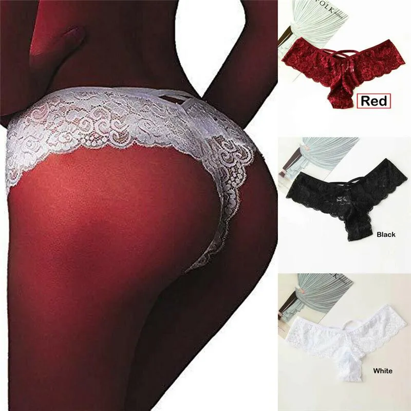 Red 1 Pack Women G String Thongs Sexy Lace Lingeries Briefs High