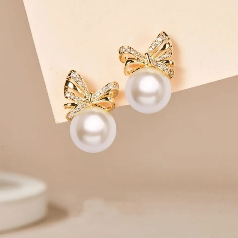 S925 Sterling Silver Hoop Girls Natural Pearl Classic Earrings Bee Flowers Butterfly Shaped Collection Gemstone Created White Zircon Micro-Setting Women Gifts