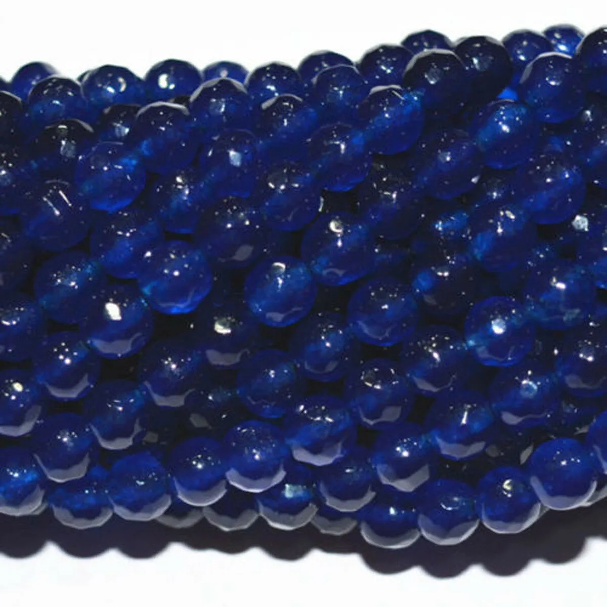 Natural 6mm facetado escuro azul safira abacus gemas soltas 15 '' AAA