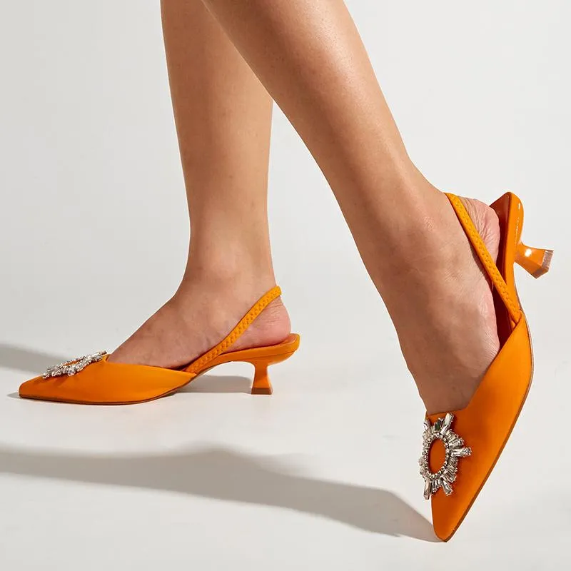 Orange kitten heels 2025
