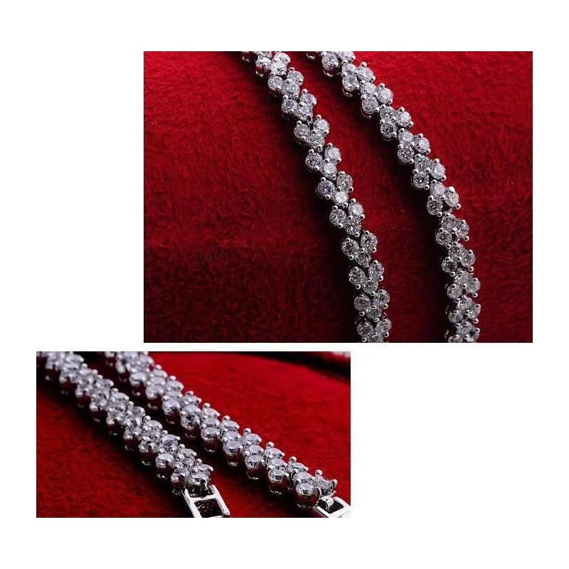 luxury austria shining crystal bracelets genuine 925 sterling silver charms bracelet zircon diamond roman tennis link bracelet jewelry