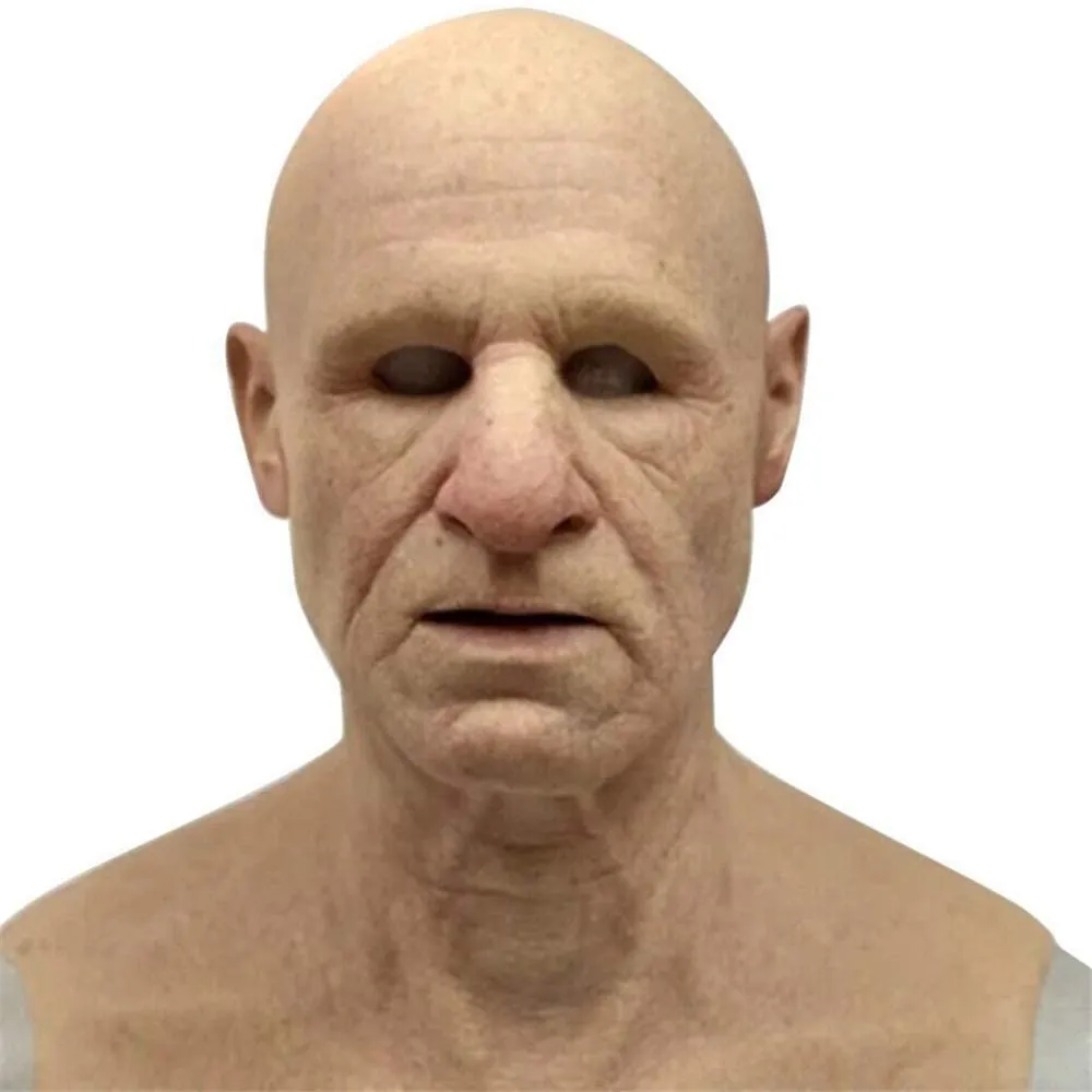 Another Me-The Elder Realistic Old Man Mask Wrinkle Face Mask Latex Full Head Mask for Masquerade Halloween Party Realistic Dec281a