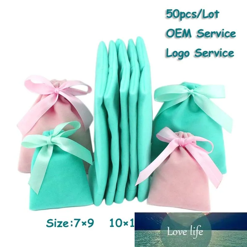 Свадьба Хороший Бархатный мешок ювелирных изделий Защита упаковки сумка ленты Bow Tie 50Pcs / Lot Candy Сахар 7 × 9 × 9 12 12 × 15