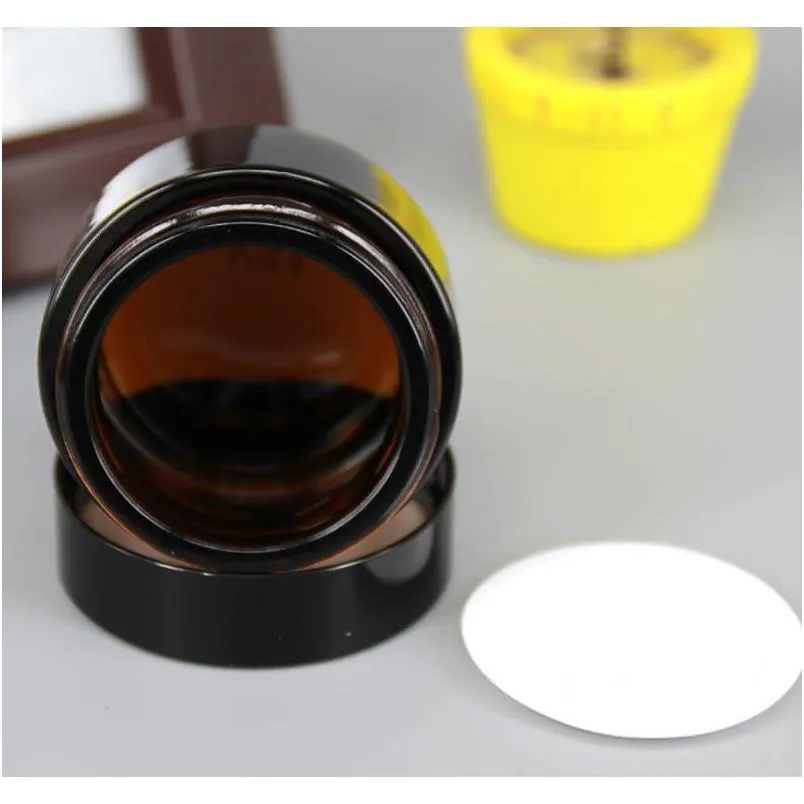 brown amber glass cream jar black lid 20 30 50 g cosmetic jar packaging sample eye cream